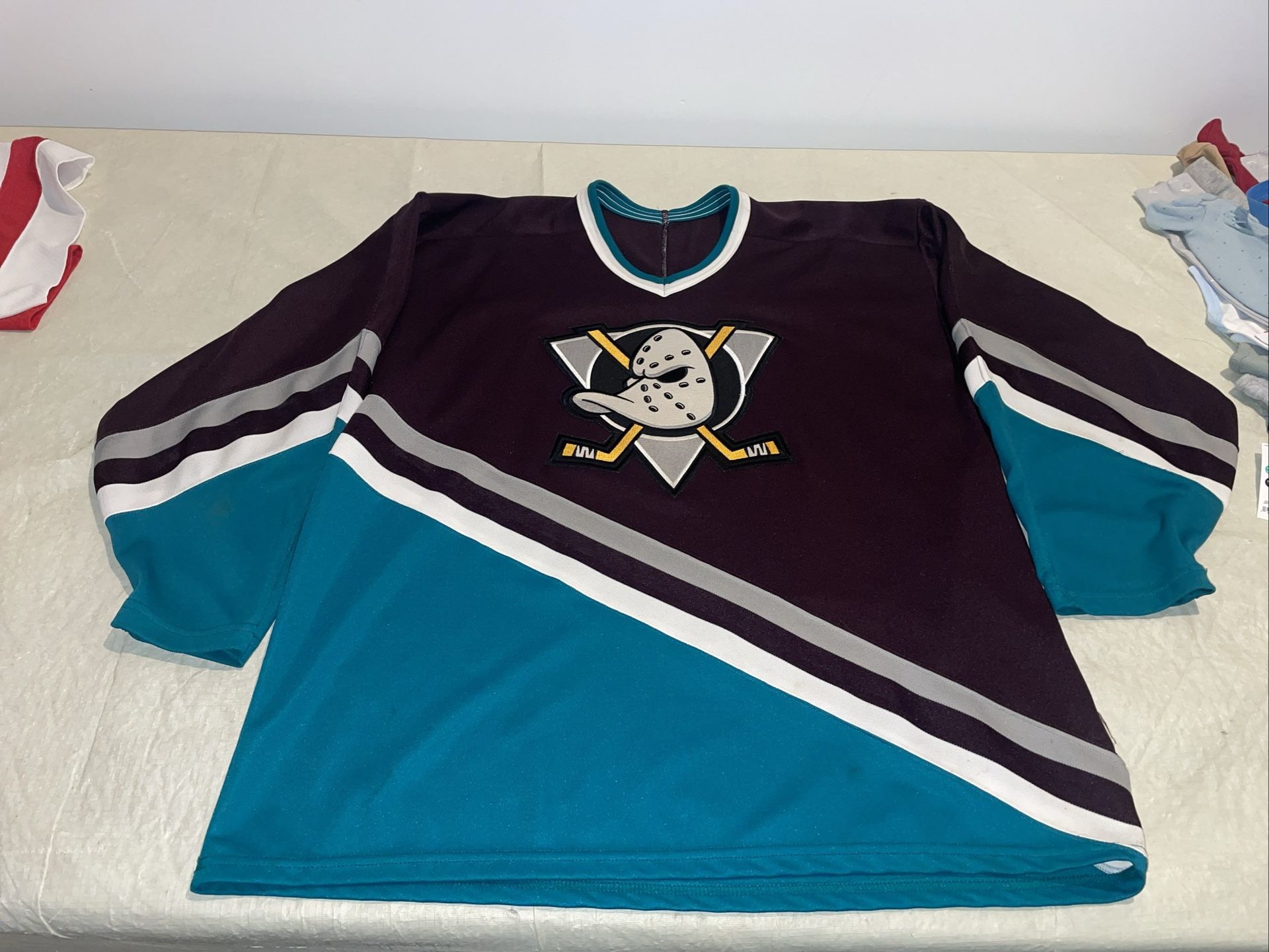 Ccm Anaheim Mighty Ducks Jersey NHL Purple CleaN Vintage Mens Xl Maska Mic Usa
