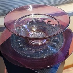 Beautiful Vintage Large Glass Bowl and Plate