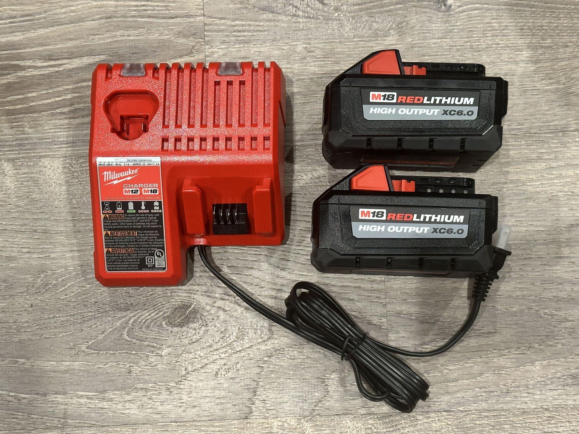 Milwaukee 6.0 Hi Output Battery’s And Charger $160 Firm Pick Up Only