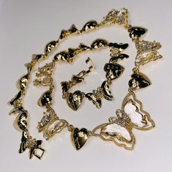 22k Stainless Steel Diamond Butterfly Necklace 