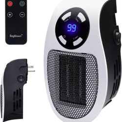 Brightown Wall Plug In Heater 450 W , Portable Outlet Heater With Remote, Clear LED Display 