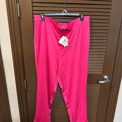 Nina Parker x Macy's Satin Pants Plus 18W Hot Pink NWT
