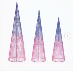 32.1 in. H Multi-Color Lighted Trees Indoor and Outdoor Christmas Holiday Decoration Set of 3
