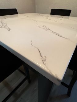 Modern Marble-Look Dining Table + 4 Chairs- $300 OBO