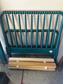 Crate & Barrel Teal Twin Bed and Mattress
