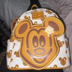 ✨ Disney Parks Loungefly Mickey Waffle Mini Backpack Rare Melted Butter Design
