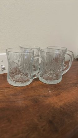 Vintage Floral Glass Mug Set
