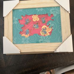 Disney Parks Aloha Stitch on framed board 