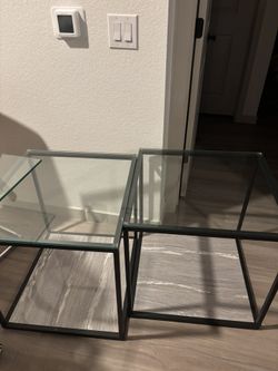 Oversized Square Glass Coffee table and end Tables