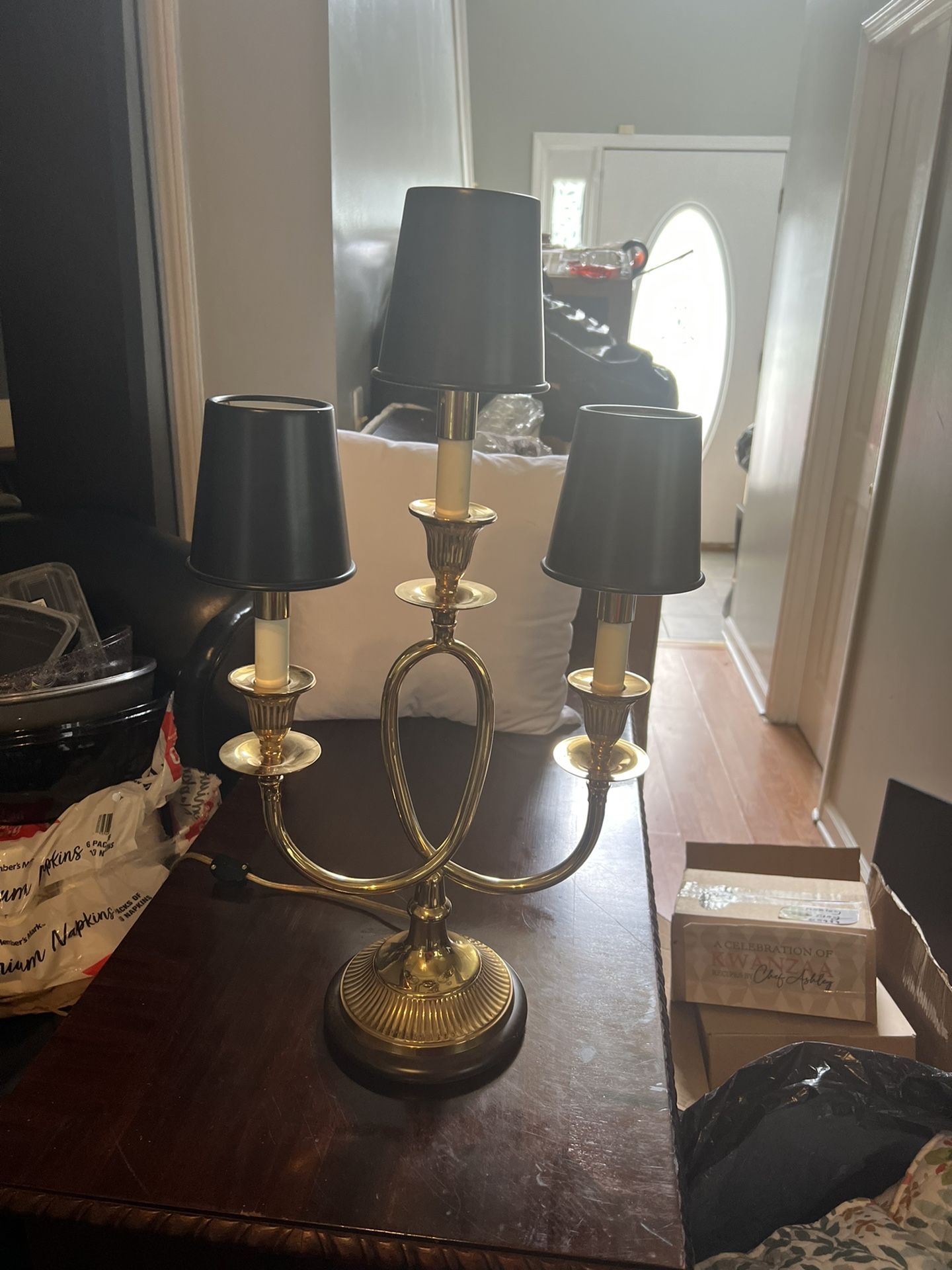 Vintage Three Lamp Brass Table Lamp