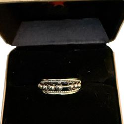 Fidget Beaded Silver Tone Ring Size 8