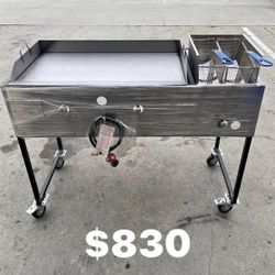 plancha para cocinar 20 × 36, con una freidora doble canasta