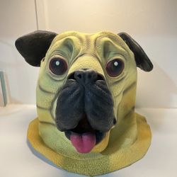 Halloween Pug Puppy Dog Rubber Mask Costume One Size