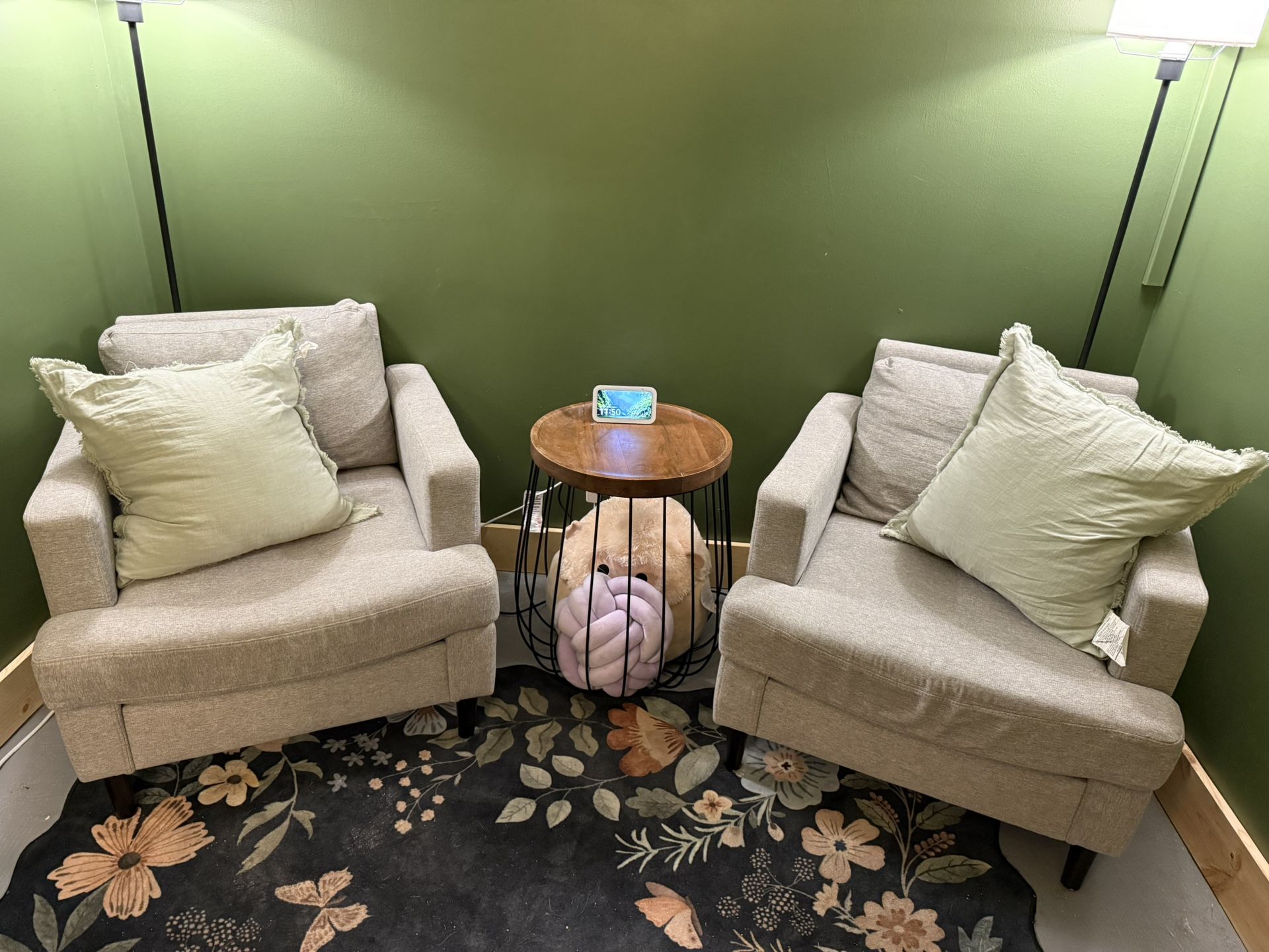 Set of 2 Modern Light Grey Armchairs, Like New!