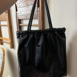 Oversized Womens Black Faux Leather Large Tote Purse Shoulder Bag