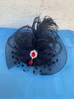 Black Fascinators Fancy hat with Feathers and Clips