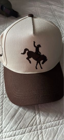 Cream and Brown Rodeo Embroidered Snapback Hat