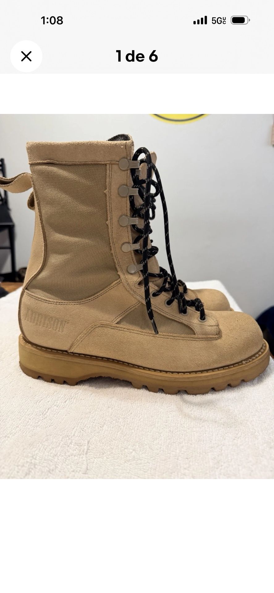 Men’s Brown Boots Vibram 8.5 Combat Steel Toe