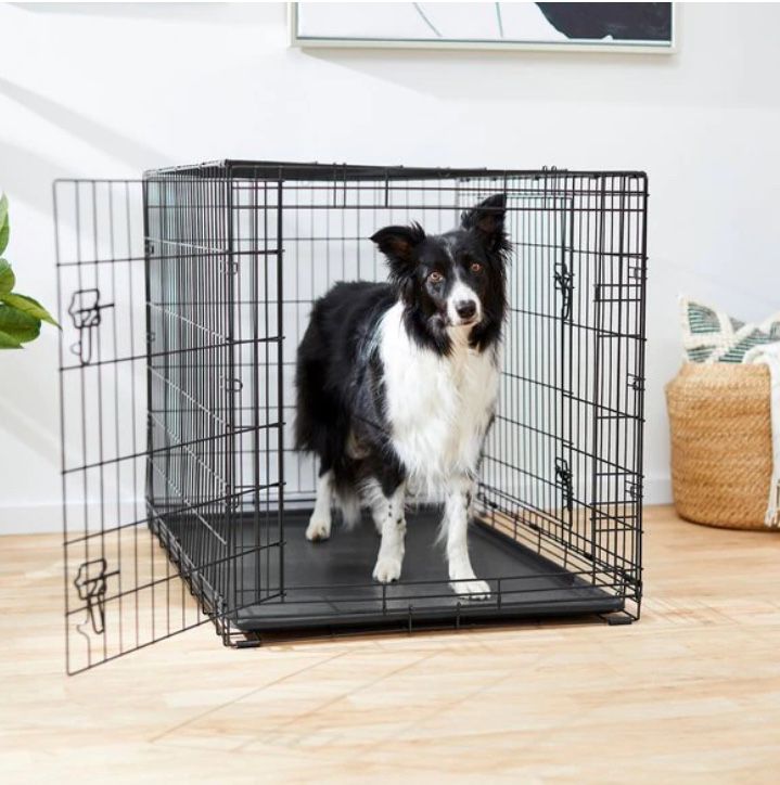 Frisco Fold & Carry Double Door Collapsible Wire Dog Crate Cage Playpen 