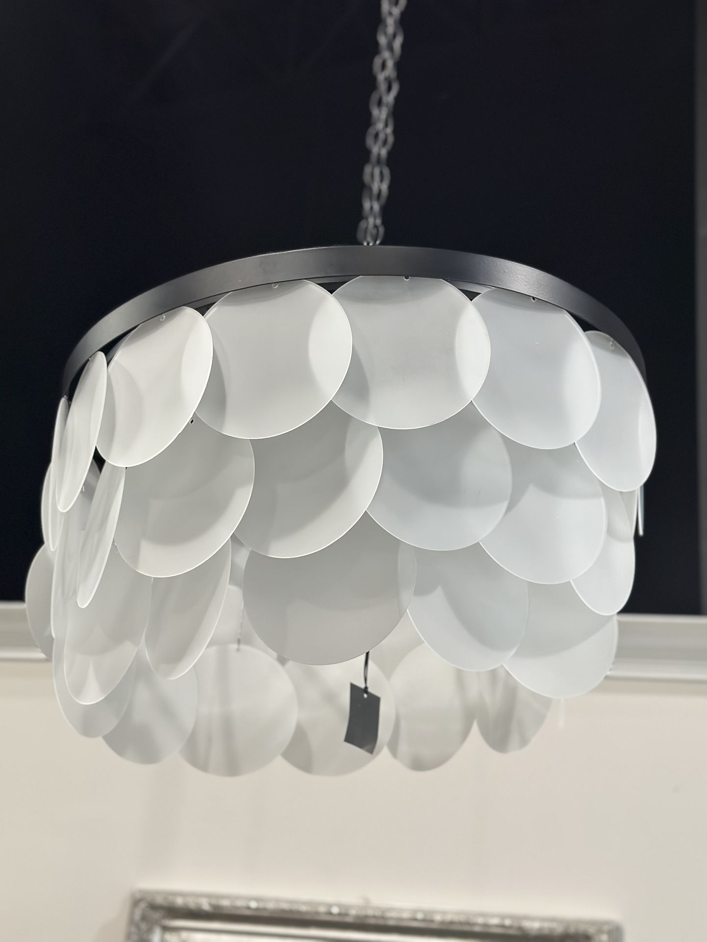 Ainsley 8 - Light Dimmable Tiered Chandelier. 19.625'' H X 30'' W X 30'' D MSRP $1163. Our price $429 + sales tax  