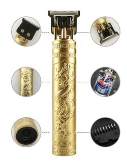 Rechargeable Portable Men’s Hair Clipper , Integrated Gold Dragon Design