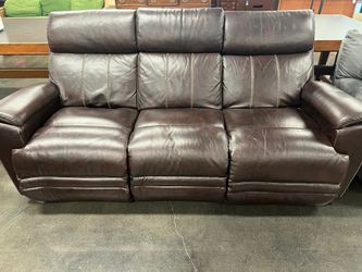 Brown Leather Recliner Sofa with USB Charging Ports