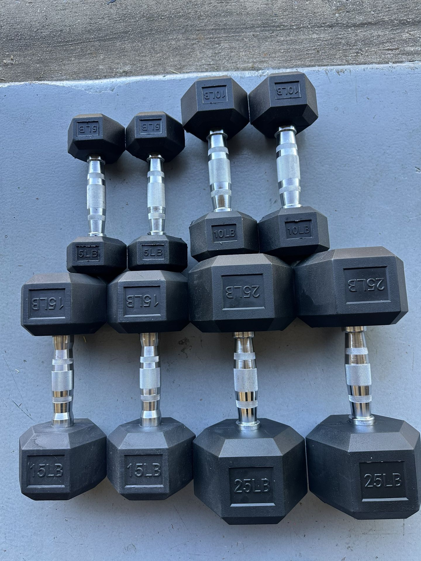 Rubber Hex Dumbbells 5, 10, 15, 25 LB Sets