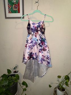 Floral High-Low Spaghetti Strap Dress