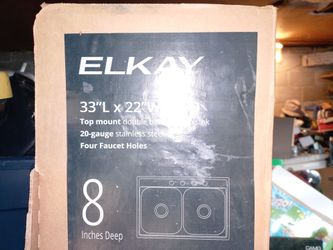 Elkay 33x22 Double Bowl Stainless Steel Sink