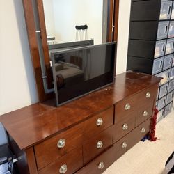 Wood Dresser with Mirror