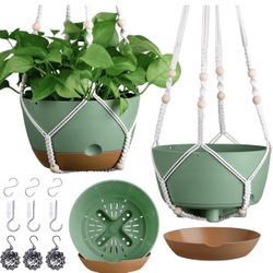 New 3 Pack 8/10/12 Inch Hanging Planters for Indoor Plants with Self-Watering Includes Hanging Pots for Plants, Outdoor Hanging Flower Pots with Drain