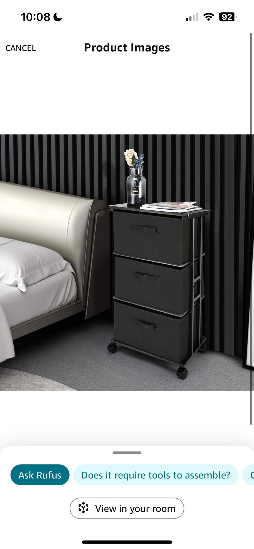 Brand New 3-Drawer Fabric Storage Cart on Wheels