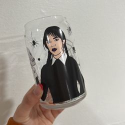 New Wednesday Addams Family Beer Can Glass 