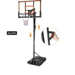 4.4-10FT Portable Basketball Hoop, 44inch PC Backboard, Basketball Goal System Outdoor Indoor,Black
