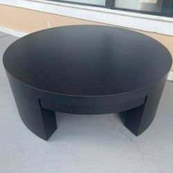 New Round Coffee Table, Black Wood Finish