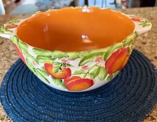 Temptations By Tara Old World Orange Peaches  Fruit Serving Bowl Ovenware