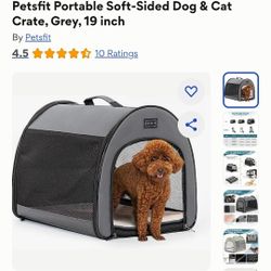Petsfit Portable Soft-Sided Dog & Cat Crate, Grey, 19 inch ☆NEW☆