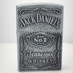 3D Carved Jack Daniels Tennessee Whiskey Old No. 7 Brand Wine L Lighter, Silver, Windproof