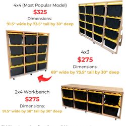 Custom Storage Shelving for 27 Gallon Bins and Totes with Wheels!