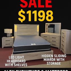 Black Friday Sale! Brand New Bedroom Set With Bed, Dresser, Mirror, Chest & Night Stand Over 50% Off!! 