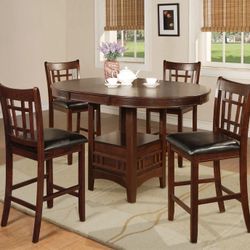 Espresso Finish OVal Counter Height Table w 4 Chairs
