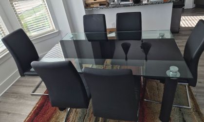 Glass top dining set-6 chairs