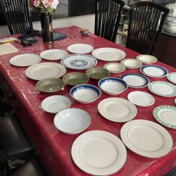 Big collection of random dinner ware brand names items including dinner, dessert, bread, salad plates $1 each 