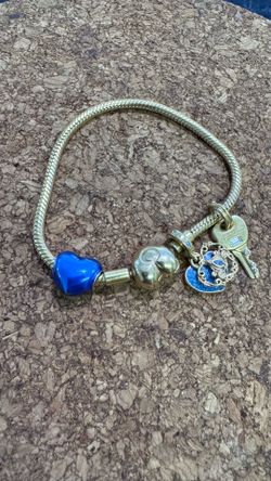 Authentic Pandora Gold-Tone Charm Bracelet with Disney Cinderella Charm