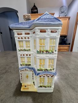 Vintage Avon Large Townhouse Canister Cookie Jar Rare