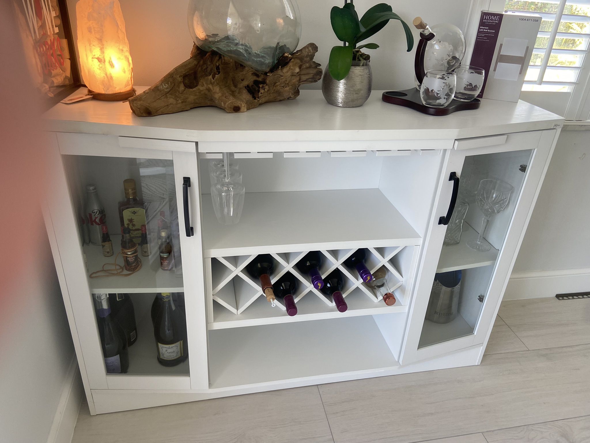  White Buffet with Wine Rack  51x14x35