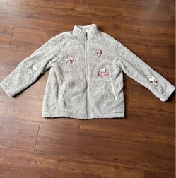 Peanuts Snoopy Sherpa Fleece Jacket Y2K Cozy Kawaii Loungecore L