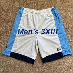 JORDAN / OG Air Jordan 23 Basketball Hoop Athletic Shorts w/ Pockets / HUGE!!! / Men’s XXX-Large XXXL 3XL / Excellent Condition!! / White & Blue