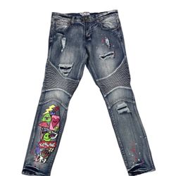 Men’s Denim Pants Graphic Print “Genuine” 30,32,34  or 38 available