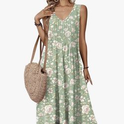 Women’s Sleeveless Pleated Casual Spring Sundress